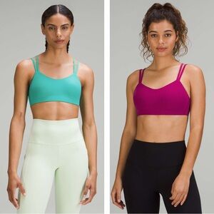 2 Pack Lululemon Like a Cloud Bras, Magenta Purple & Kelly Green Ribbed, size 8